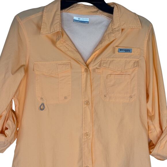 Columbia PFG Womens S Peach Vented Fishing Shirt Roll Tab Sleeves - Picture 10 of 12